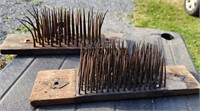 2 Antique Flax Hetchel Comb One Dated 1824