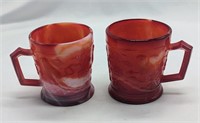 2 Imperial Glass "End OF Day" Slag Cups