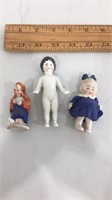Lot of 3 antique figurines.  One is marked