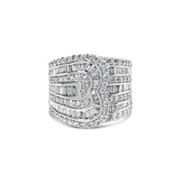 10K White Gold Diamond Multi-Row Bypass Ring