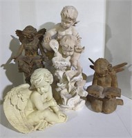 (E) Plaster and resin Angel Statues (Approx. 9" -