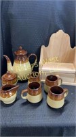 Coffee Pottery set and hickory shelf