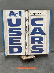 Original A-1 USED CARS Sign Written Spinning Sign