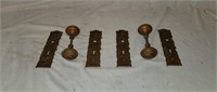 2 Victorian Brass Door Knobs with Back Plates