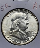 Of) 1952 Franklin half dollar condition AU