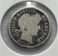 Of) 1892 Barber Dime condition good