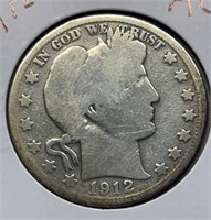 Of) 1912-d Barber half dollar condition AG
