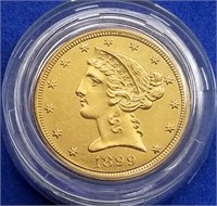 1899 US $5 Gold Liberty Half Eagle BU