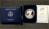 2010 1oz Proof Silver Eagle w/Box & Papers