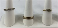(3) GOLD RINGS, 14 K & TWO UNMARKED