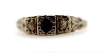 Antique 18ct gold, sapphire and diamond ring