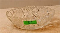 Etched glass flower oval bowl 10.25 x 5.75