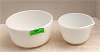 Milk glass mixing bowls, bowl 8.75", bowl 6.75"