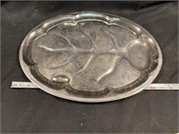 Vintage Nickel Plated Tin Plate Serving Platter