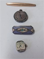Vtg. Watch Faces and Brooches