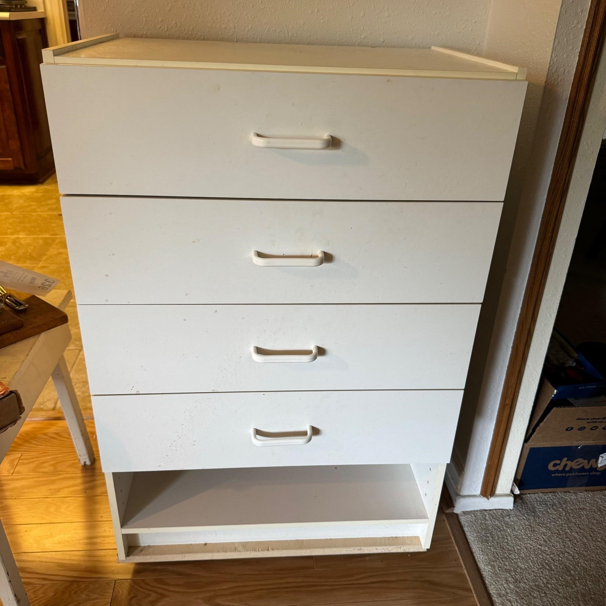 White 4 Drawer Rolling Cabinet & Contents
