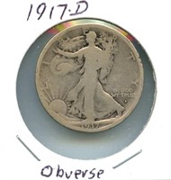 1917-D Obverse Mint Mark Walking Liberty Silver