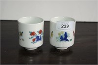 Pair of Doucai chicken cups, cylindrical shape,