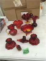 ruby red & carnival glass decor