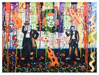 Nastya Rovenskaya- Mixed Media "Chaplin and Hardy"