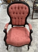 1860-70 Rosewood Damask Parlor Arm Chair