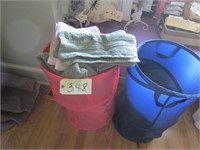 assortment of towels, pop-up bags