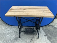 Oak Side Table, Treadle Sewing Machine Base