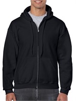 M Full Zip Hooded Sweatshirt, Black - Medium