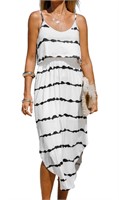 CUPSHE Abstract Striped Flounce Maxi Dress