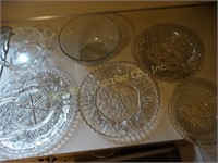 Glass serving bowls, trays