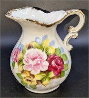 Vintage Hand Painted Andrea By Sadek Rose Pitcher