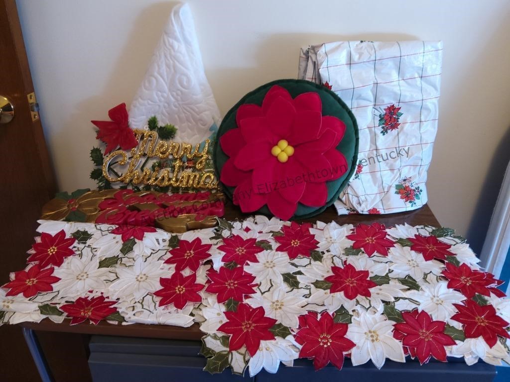 One box lot of poinsettia decorative Christmas