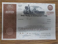 Arlen Realty Development Corp stock certificate