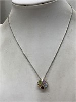 STERLING SILVER/SS MULTI GEMSTONE PENDANT NECKLACE