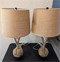 Pair Nautical Style Rope Knot Lamp New w/ Tags