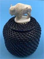 Baleen basket by Carl Hank with imported moose ant