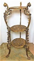 Heavy Antiqued Gilt Metal 3 Tier Stand