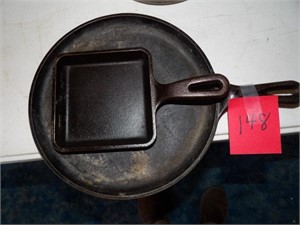 2 Cast iron Lodge pan items