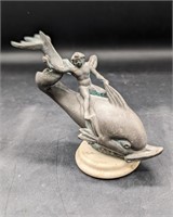Vintage Eros & The Dolphin Greek Figure