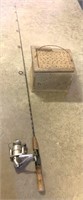Vintage Minnow Box with Shimano Reel with Pole