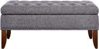 Hinged Top Button Tufted Bed Storage Bench