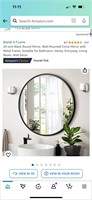 A.T.Lums 24 Inch Black Round Mirror  Wall Mounted