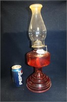 ANTIQUE RED GLASS OIL LAMP