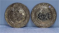 Pair of decorative embossed brass plaques 14 inch
