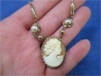12k gold filled cameo necklace