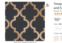 Tempaper Midnight & Metallic Gold Wallpaper