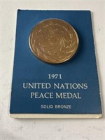 1971 United Nations Peace Medal Solid Bronze