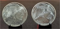 (2) 2011 1 Troy Oz. Silver Rounds, Indian/Buffalo