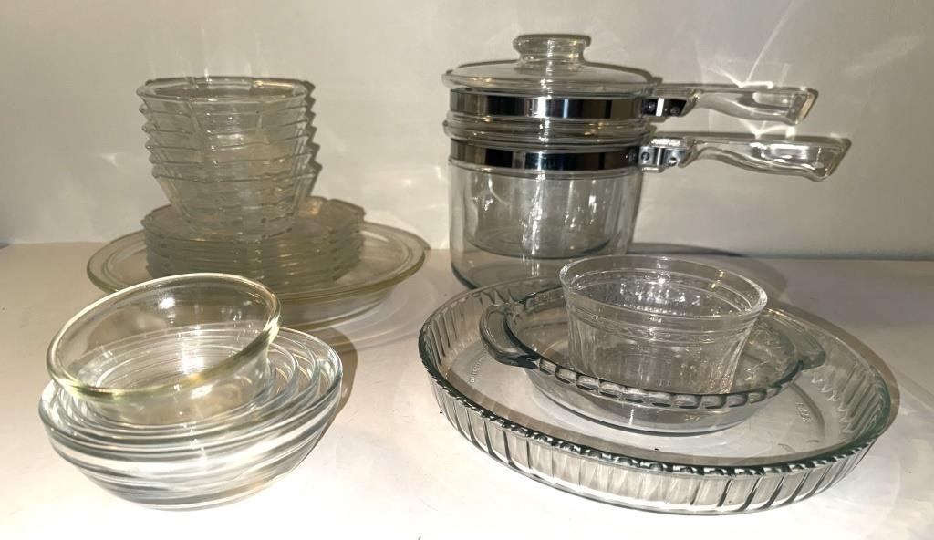 Pyrex Glass Bakeware and Double Boiler