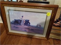 WOOD FRAMED OLD TIMER CAR COUPLE PICTURE